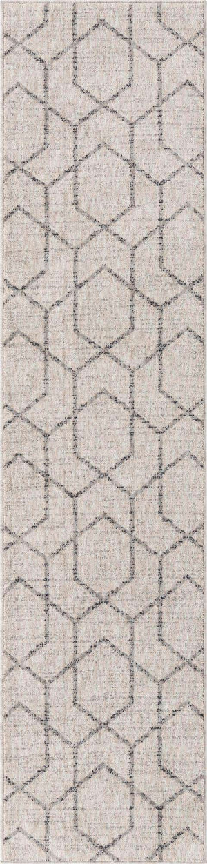 Ivory 2' x 8' Eco Trellis Runner Area Rug 100% Recycled Space Dyed Polyester With Cotton Backing Geometric Pattern Eco-Friendly Carpet for Sale at Rug Engine