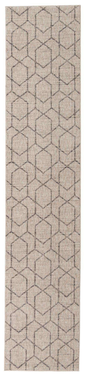 Ivory 2' 7 x 12' Eco Trellis Runner Area Rug 100% Recycled Space Dyed Polyester With Cotton Backing Geometric Pattern Eco-Friendly Carpet for Sale at Rug Engine
