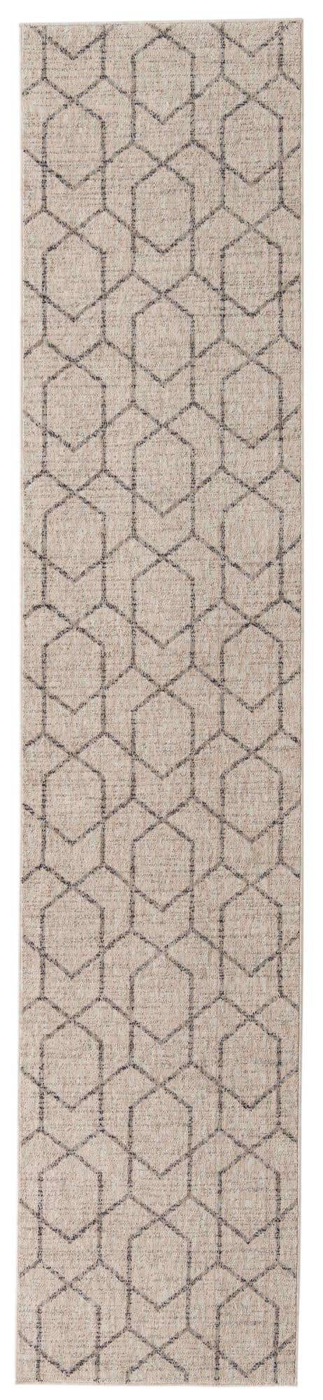 Ivory 2' 7 x 12' Eco Trellis Runner Area Rug 100% Recycled Space Dyed Polyester With Cotton Backing Geometric Pattern Eco-Friendly Carpet for Sale at Rug Engine