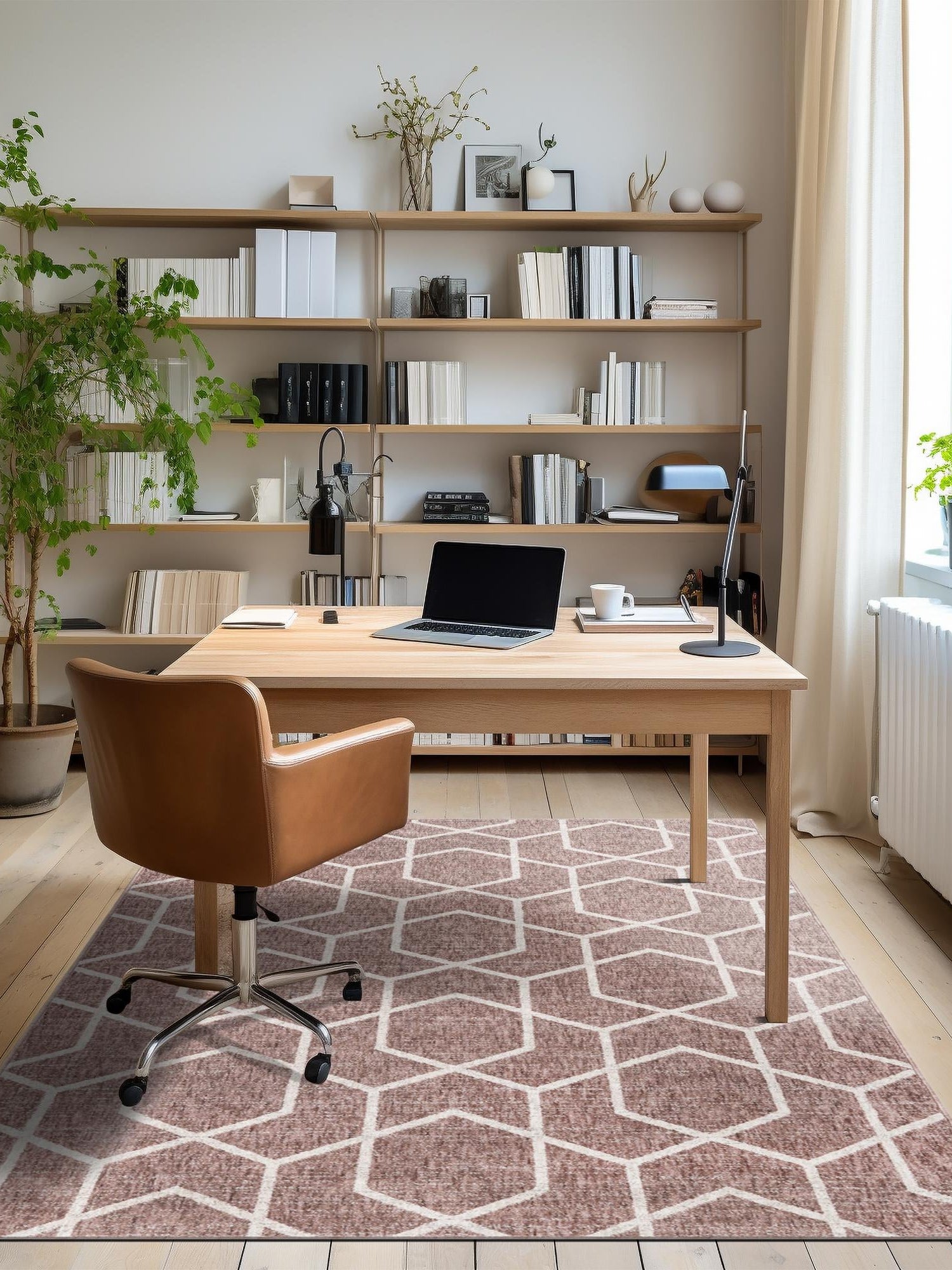Dusty Rose 2' x 3' Eco Trellis Rectangle Area Rug 100% Recycled Space Dyed Polyester With Cotton Backing Geometric Pattern Eco-Friendly Carpet for Sale at Rug Engine