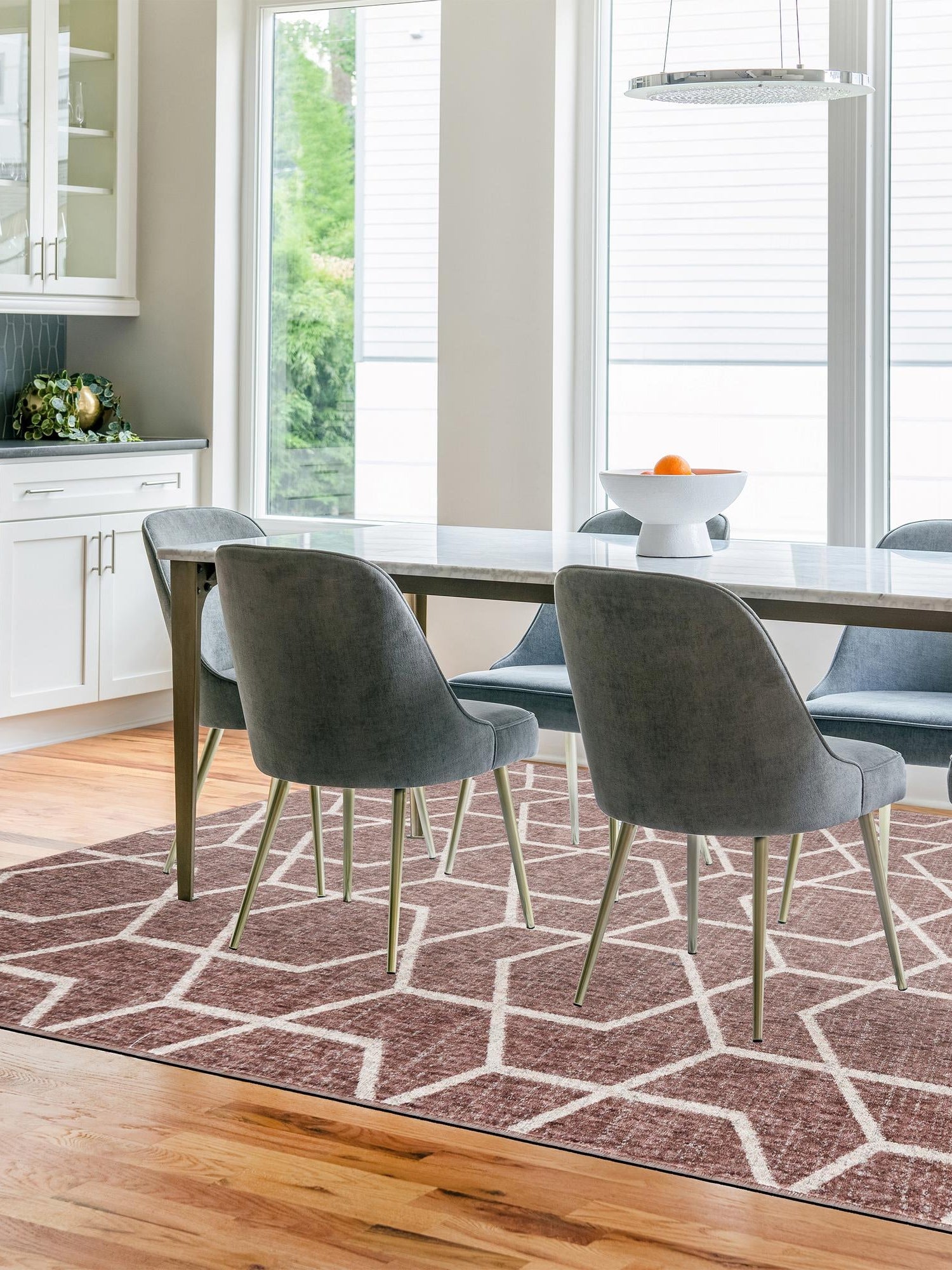 Dusty Rose 2' x 3' Eco Trellis Rectangle Area Rug 100% Recycled Space Dyed Polyester With Cotton Backing Geometric Pattern Eco-Friendly Carpet for Sale at Rug Engine