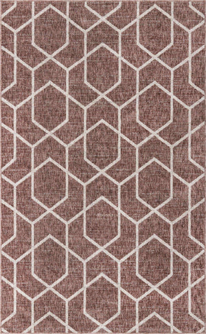 Dusty Rose 5' 3 x 8' Eco Trellis Rectangle Area Rug 100% Recycled Space Dyed Polyester With Cotton Backing Geometric Pattern Eco-Friendly Carpet for Sale at Rug Engine