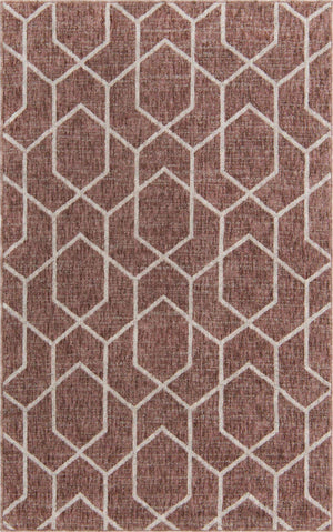 Dusty Rose 4' x 6' Eco Trellis Rectangle Area Rug 100% Recycled Space Dyed Polyester With Cotton Backing Geometric Pattern Eco-Friendly Carpet for Sale at Rug Engine