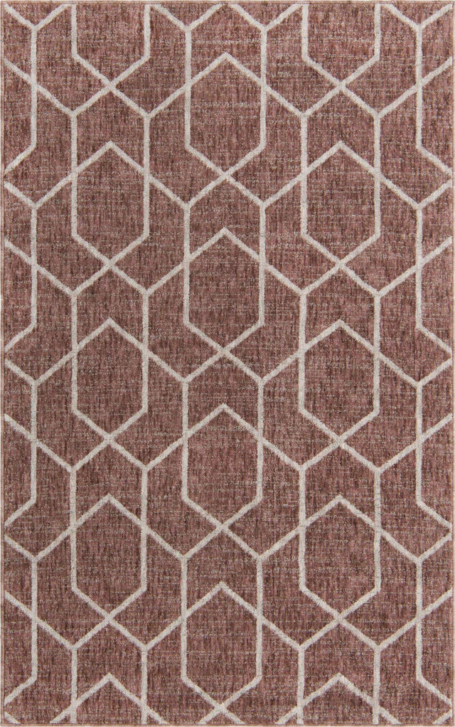 Dusty Rose 4' x 6' Eco Trellis Rectangle Area Rug 100% Recycled Space Dyed Polyester With Cotton Backing Geometric Pattern Eco-Friendly Carpet for Sale at Rug Engine