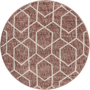 Dusty Rose 3' 3 x 3' 3 Eco Trellis Round Area Rug 100% Recycled Space Dyed Polyester With Cotton Backing Geometric Pattern Eco-Friendly Carpet for Sale at Rug Engine