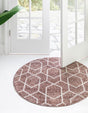 Dusty Rose 7' x 7' Eco Trellis Round Area Rug 100% Recycled Space Dyed Polyester With Cotton Backing Geometric Pattern Eco-Friendly Carpet for Sale at Rug Engine