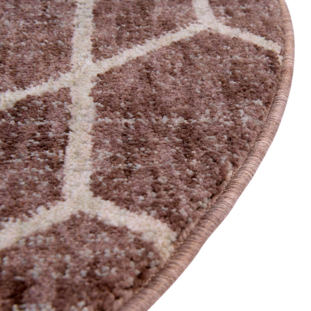 Dusty Rose 3' 3 x 3' 3 Eco Trellis Round Area Rug 100% Recycled Space Dyed Polyester With Cotton Backing Geometric Pattern Eco-Friendly Carpet for Sale at Rug Engine