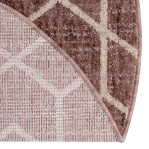 Dusty Rose 3' 3 x 3' 3 Eco Trellis Round Area Rug 100% Recycled Space Dyed Polyester With Cotton Backing Geometric Pattern Eco-Friendly Carpet for Sale at Rug Engine