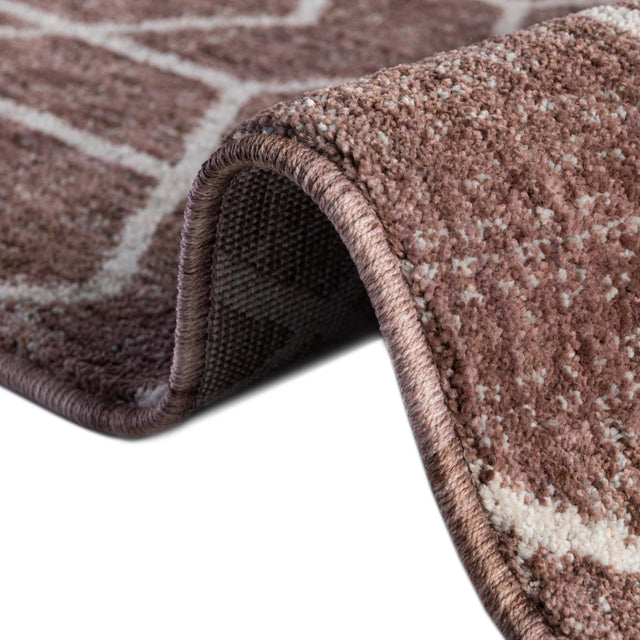 Dusty Rose 7' x 7' Eco Trellis Round Area Rug 100% Recycled Space Dyed Polyester With Cotton Backing Geometric Pattern Eco-Friendly Carpet for Sale at Rug Engine