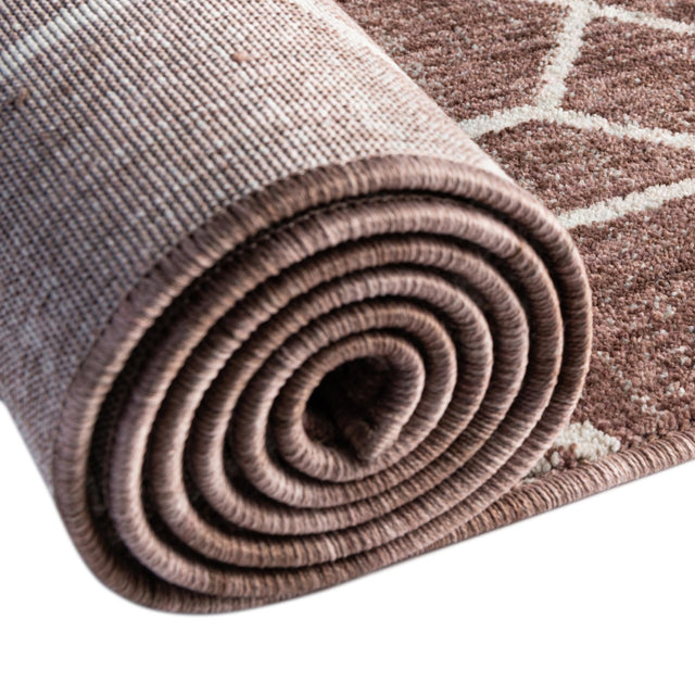 Dusty Rose 3' 3 x 3' 3 Eco Trellis Round Area Rug 100% Recycled Space Dyed Polyester With Cotton Backing Geometric Pattern Eco-Friendly Carpet for Sale at Rug Engine
