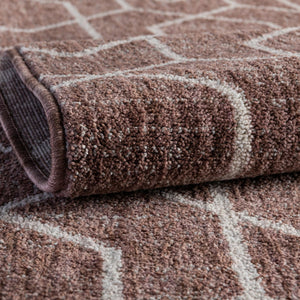 Dusty Rose 2' x 8' Eco Trellis Runner Area Rug 100% Recycled Space Dyed Polyester With Cotton Backing Geometric Pattern Eco-Friendly Carpet for Sale at Rug Engine