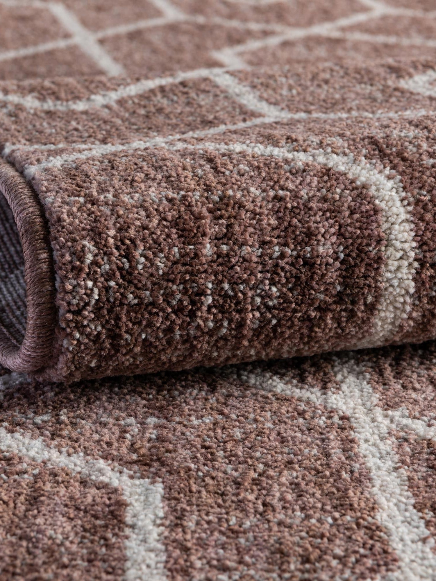 Dusty Rose 2' 7 x 12' Eco Trellis Runner Area Rug 100% Recycled Space Dyed Polyester With Cotton Backing Geometric Pattern Eco-Friendly Carpet for Sale at Rug Engine
