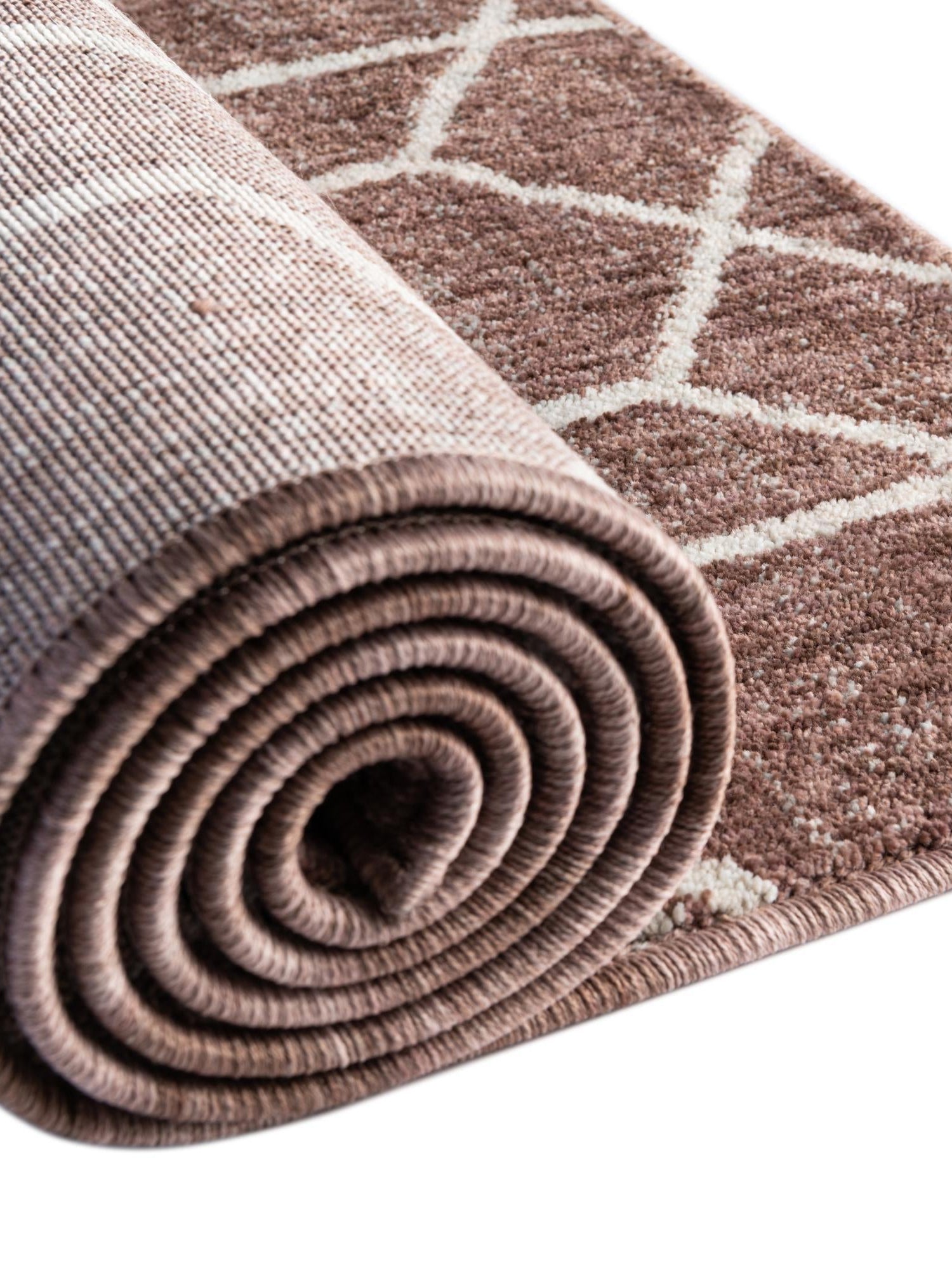 Dusty Rose 2' 7 x 12' Eco Trellis Runner Area Rug 100% Recycled Space Dyed Polyester With Cotton Backing Geometric Pattern Eco-Friendly Carpet for Sale at Rug Engine