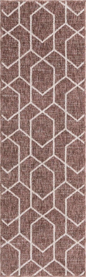 Dusty Rose 2' x 6' Eco Trellis Runner Area Rug 100% Recycled Space Dyed Polyester With Cotton Backing Geometric Pattern Eco-Friendly Carpet for Sale at Rug Engine