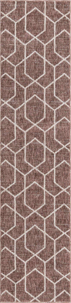 Dusty Rose 2' x 8' Eco Trellis Runner Area Rug 100% Recycled Space Dyed Polyester With Cotton Backing Geometric Pattern Eco-Friendly Carpet for Sale at Rug Engine