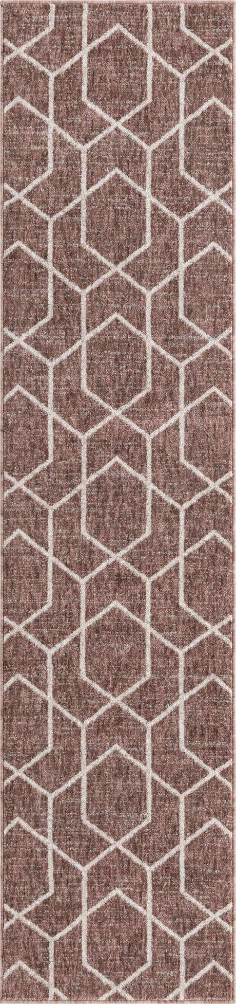 Dusty Rose 2' x 8' Eco Trellis Runner Area Rug 100% Recycled Space Dyed Polyester With Cotton Backing Geometric Pattern Eco-Friendly Carpet for Sale at Rug Engine