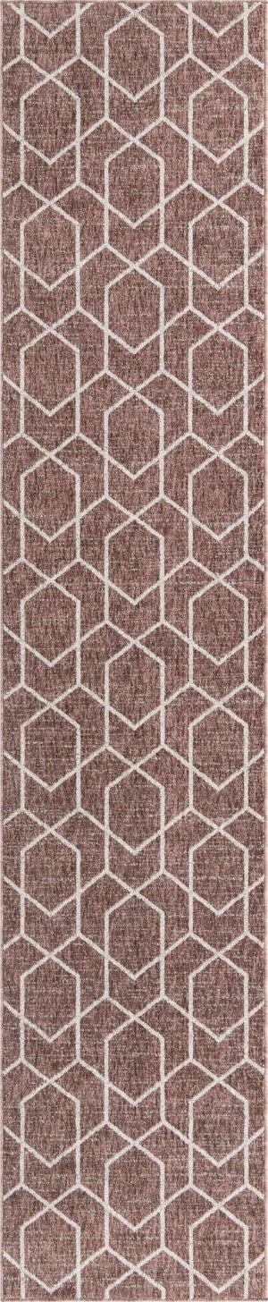 Dusty Rose 2' 7 x 12' Eco Trellis Runner Area Rug 100% Recycled Space Dyed Polyester With Cotton Backing Geometric Pattern Eco-Friendly Carpet for Sale at Rug Engine