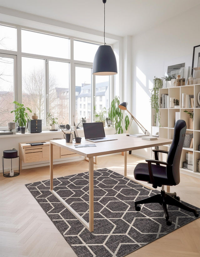 Charcoal Gray 7' 10 x 10' Eco Trellis Rectangle Area Rug 100% Recycled Space Dyed Polyester With Cotton Backing Geometric Pattern Eco-Friendly Carpet for Sale at Rug Engine