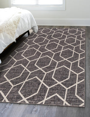 Charcoal Gray 7' 10 x 10' Eco Trellis Rectangle Area Rug 100% Recycled Space Dyed Polyester With Cotton Backing Geometric Pattern Eco-Friendly Carpet for Sale at Rug Engine