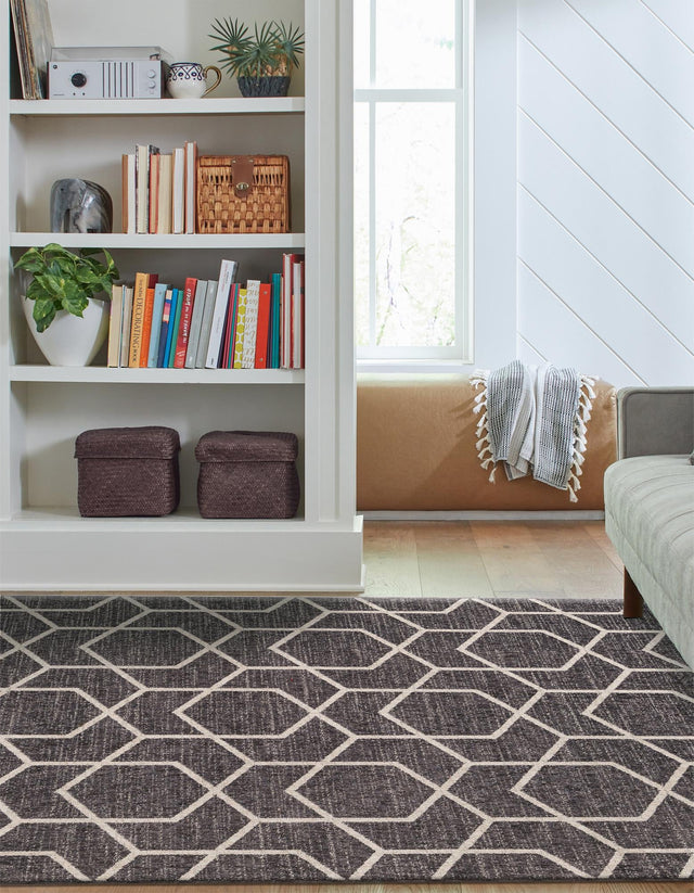 Charcoal Gray 2' x 3' Eco Trellis Rectangle Area Rug 100% Recycled Space Dyed Polyester With Cotton Backing Geometric Pattern Eco-Friendly Carpet for Sale at Rug Engine