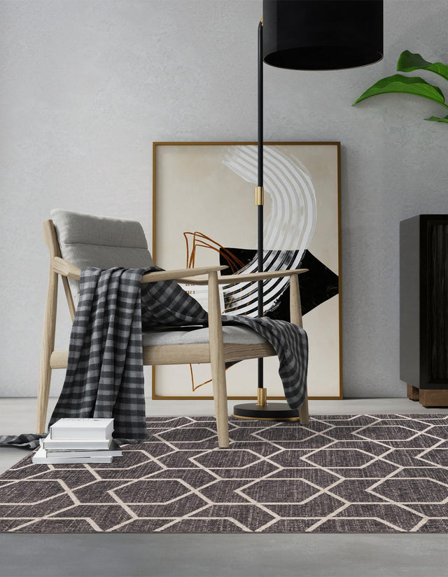 Charcoal Gray 2' x 3' Eco Trellis Rectangle Area Rug 100% Recycled Space Dyed Polyester With Cotton Backing Geometric Pattern Eco-Friendly Carpet for Sale at Rug Engine