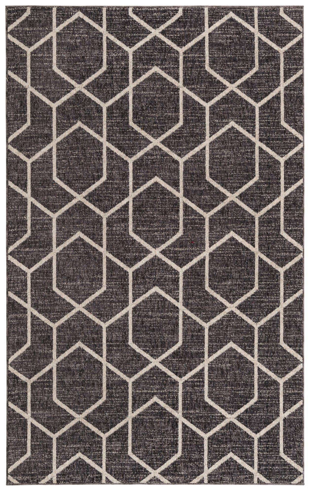 Charcoal Gray 5' 3 x 8' Eco Trellis Rectangle Area Rug 100% Recycled Space Dyed Polyester With Cotton Backing Geometric Pattern Eco-Friendly Carpet for Sale at Rug Engine