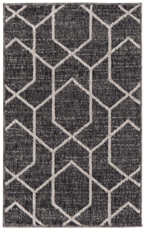 Charcoal Gray 2' x 3' Eco Trellis Rectangle Area Rug 100% Recycled Space Dyed Polyester With Cotton Backing Geometric Pattern Eco-Friendly Carpet for Sale at Rug Engine