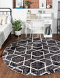 Charcoal Gray 7' x 7' Eco Trellis Round Area Rug 100% Recycled Space Dyed Polyester With Cotton Backing Geometric Pattern Eco-Friendly Carpet for Sale at Rug Engine