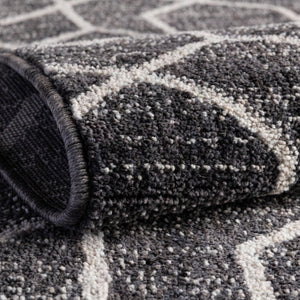 Charcoal Gray 7' x 7' Eco Trellis Round Area Rug 100% Recycled Space Dyed Polyester With Cotton Backing Geometric Pattern Eco-Friendly Carpet for Sale at Rug Engine