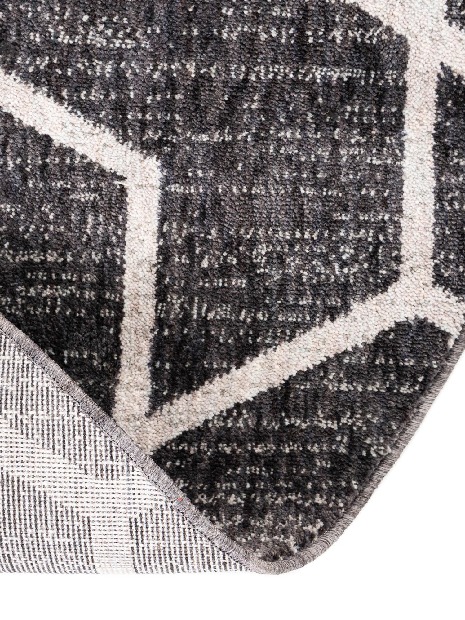 Charcoal Gray 7' x 7' Eco Trellis Round Area Rug 100% Recycled Space Dyed Polyester With Cotton Backing Geometric Pattern Eco-Friendly Carpet for Sale at Rug Engine