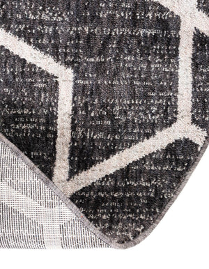 Charcoal Gray 7' x 7' Eco Trellis Round Area Rug 100% Recycled Space Dyed Polyester With Cotton Backing Geometric Pattern Eco-Friendly Carpet for Sale at Rug Engine
