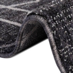 Charcoal Gray 7' x 7' Eco Trellis Round Area Rug 100% Recycled Space Dyed Polyester With Cotton Backing Geometric Pattern Eco-Friendly Carpet for Sale at Rug Engine