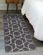 Charcoal Gray 2' 7 x 12' Eco Trellis Runner Area Rug 100% Recycled Space Dyed Polyester With Cotton Backing Geometric Pattern Eco-Friendly Carpet for Sale at Rug Engine