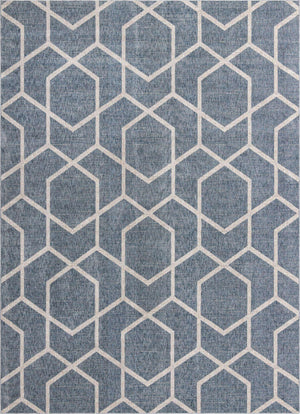 Harbor Blue 10' x 13' Eco Trellis Rectangle Area Rug 100% Recycled Space Dyed Polyester With Cotton Backing Geometric Pattern Eco-Friendly Carpet for Sale at Rug Engine
