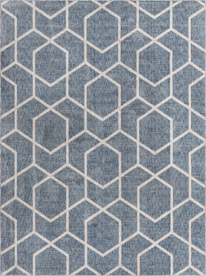 Harbor Blue 7' 10 x 10' Eco Trellis Rectangle Area Rug 100% Recycled Space Dyed Polyester With Cotton Backing Geometric Pattern Eco-Friendly Carpet for Sale at Rug Engine