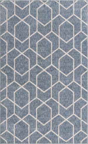 Harbor Blue 5' 3 x 8' Eco Trellis Rectangle Area Rug 100% Recycled Space Dyed Polyester With Cotton Backing Geometric Pattern Eco-Friendly Carpet for Sale at Rug Engine