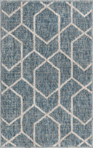 Harbor Blue 2' x 3' Eco Trellis Rectangle Area Rug 100% Recycled Space Dyed Polyester With Cotton Backing Geometric Pattern Eco-Friendly Carpet for Sale at Rug Engine