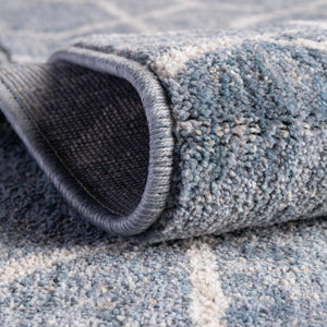 Harbor Blue 3' 3 x 3' 3 Eco Trellis Round Area Rug 100% Recycled Space Dyed Polyester With Cotton Backing Geometric Pattern Eco-Friendly Carpet for Sale at Rug Engine