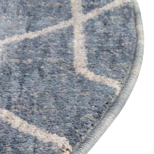 Harbor Blue 3' 3 x 3' 3 Eco Trellis Round Area Rug 100% Recycled Space Dyed Polyester With Cotton Backing Geometric Pattern Eco-Friendly Carpet for Sale at Rug Engine