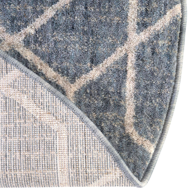 Harbor Blue 7' x 7' Eco Trellis Round Area Rug 100% Recycled Space Dyed Polyester With Cotton Backing Geometric Pattern Eco-Friendly Carpet for Sale at Rug Engine