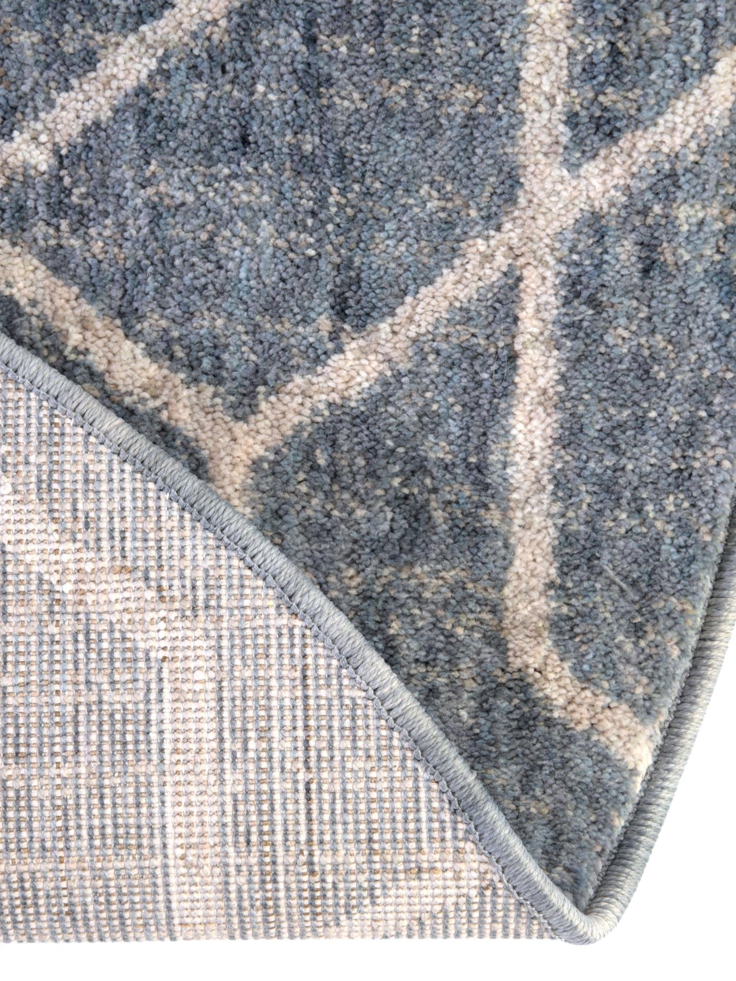 Harbor Blue 3' 3 x 3' 3 Eco Trellis Round Area Rug 100% Recycled Space Dyed Polyester With Cotton Backing Geometric Pattern Eco-Friendly Carpet for Sale at Rug Engine
