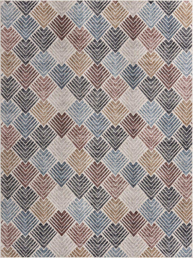 Multicolor 7' 10 x 10' Eco Trellis Rectangle Area Rug 100% Recycled Space Dyed Polyester With Cotton Backing Geometric Pattern Eco-Friendly Carpet for Sale at Rug Engine