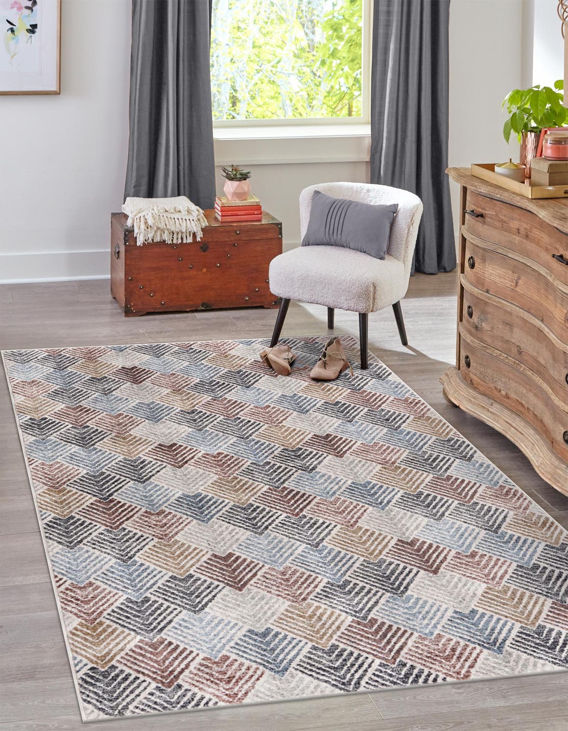 Multicolor 10' x 13' Eco Trellis Rectangle Area Rug 100% Recycled Space Dyed Polyester With Cotton Backing Geometric Pattern Eco-Friendly Carpet for Sale at Rug Engine