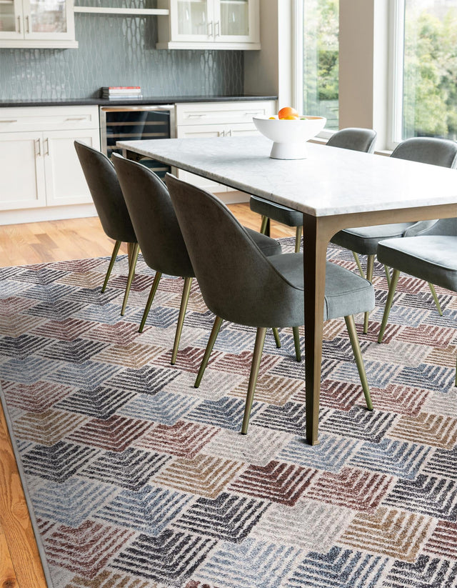 Multicolor 10' x 13' Eco Trellis Rectangle Area Rug 100% Recycled Space Dyed Polyester With Cotton Backing Geometric Pattern Eco-Friendly Carpet for Sale at Rug Engine