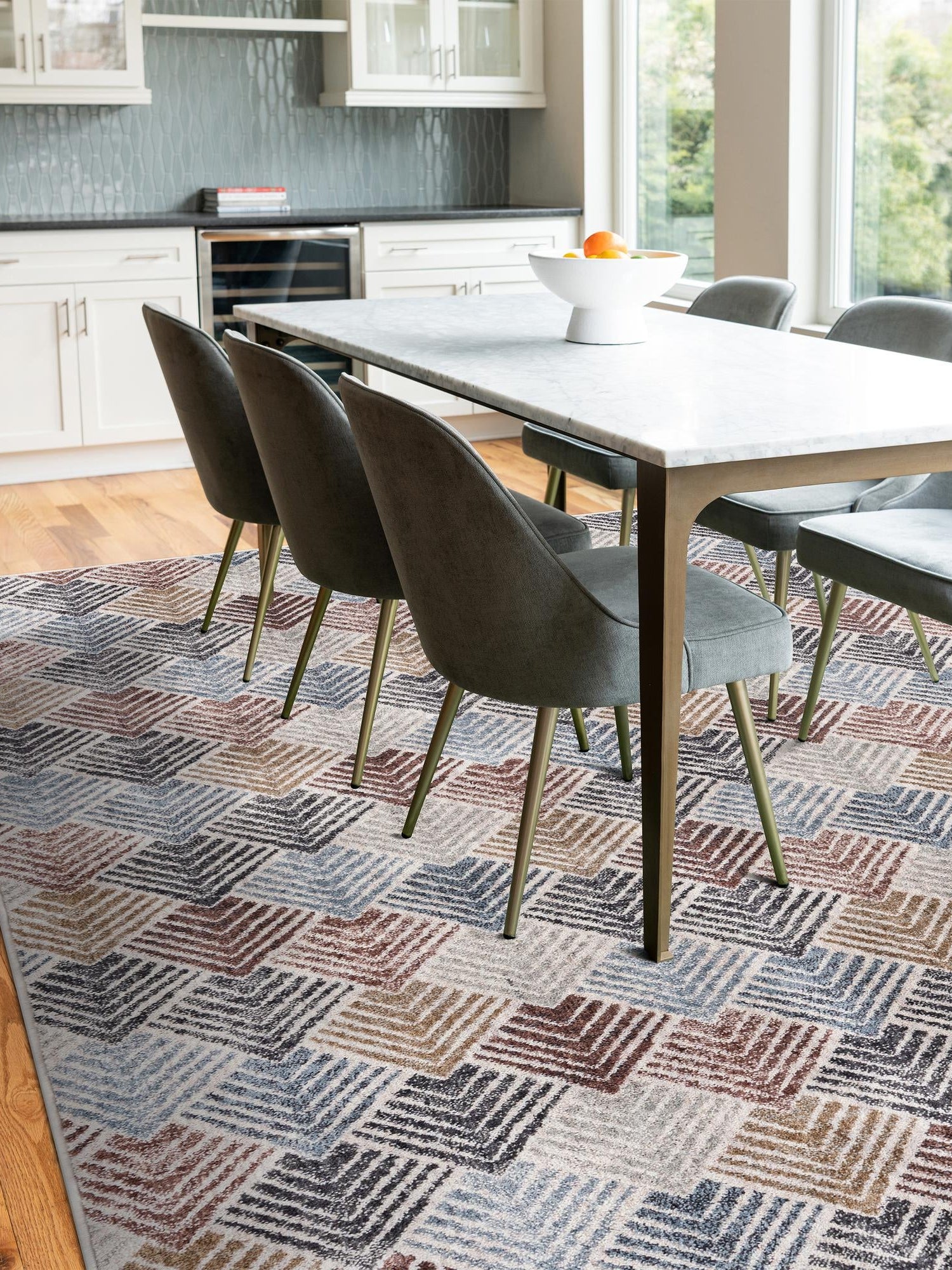 Multicolor 2' x 3' Eco Trellis Rectangle Area Rug 100% Recycled Space Dyed Polyester With Cotton Backing Geometric Pattern Eco-Friendly Carpet for Sale at Rug Engine