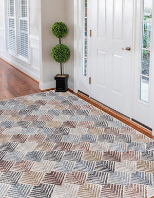 Multicolor 10' x 13' Eco Trellis Rectangle Area Rug 100% Recycled Space Dyed Polyester With Cotton Backing Geometric Pattern Eco-Friendly Carpet for Sale at Rug Engine