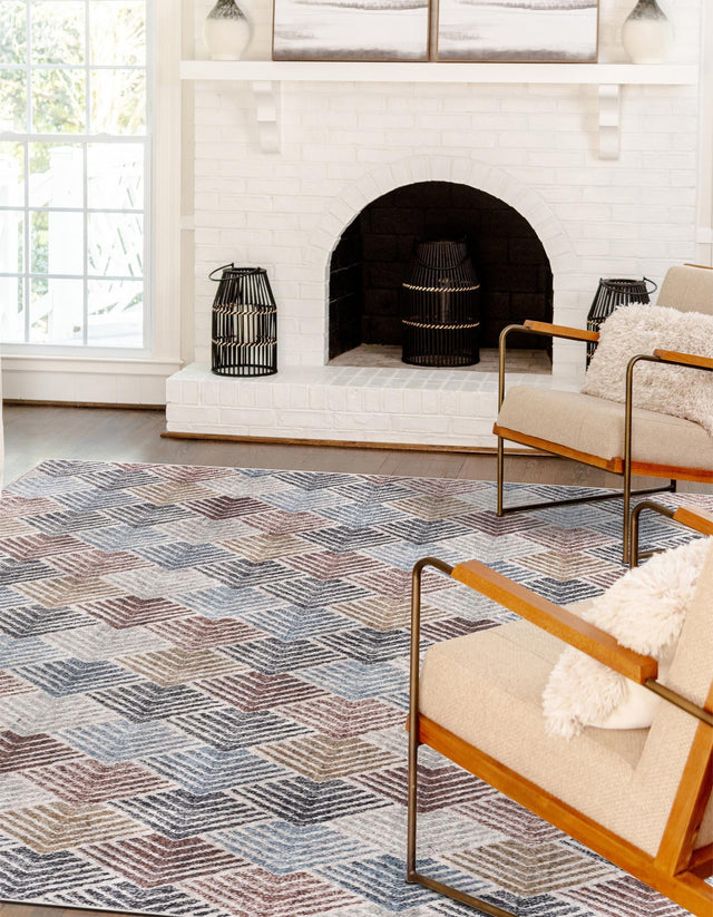 Multicolor 5' 3 x 8' Eco Trellis Rectangle Area Rug 100% Recycled Space Dyed Polyester With Cotton Backing Geometric Pattern Eco-Friendly Carpet for Sale at Rug Engine