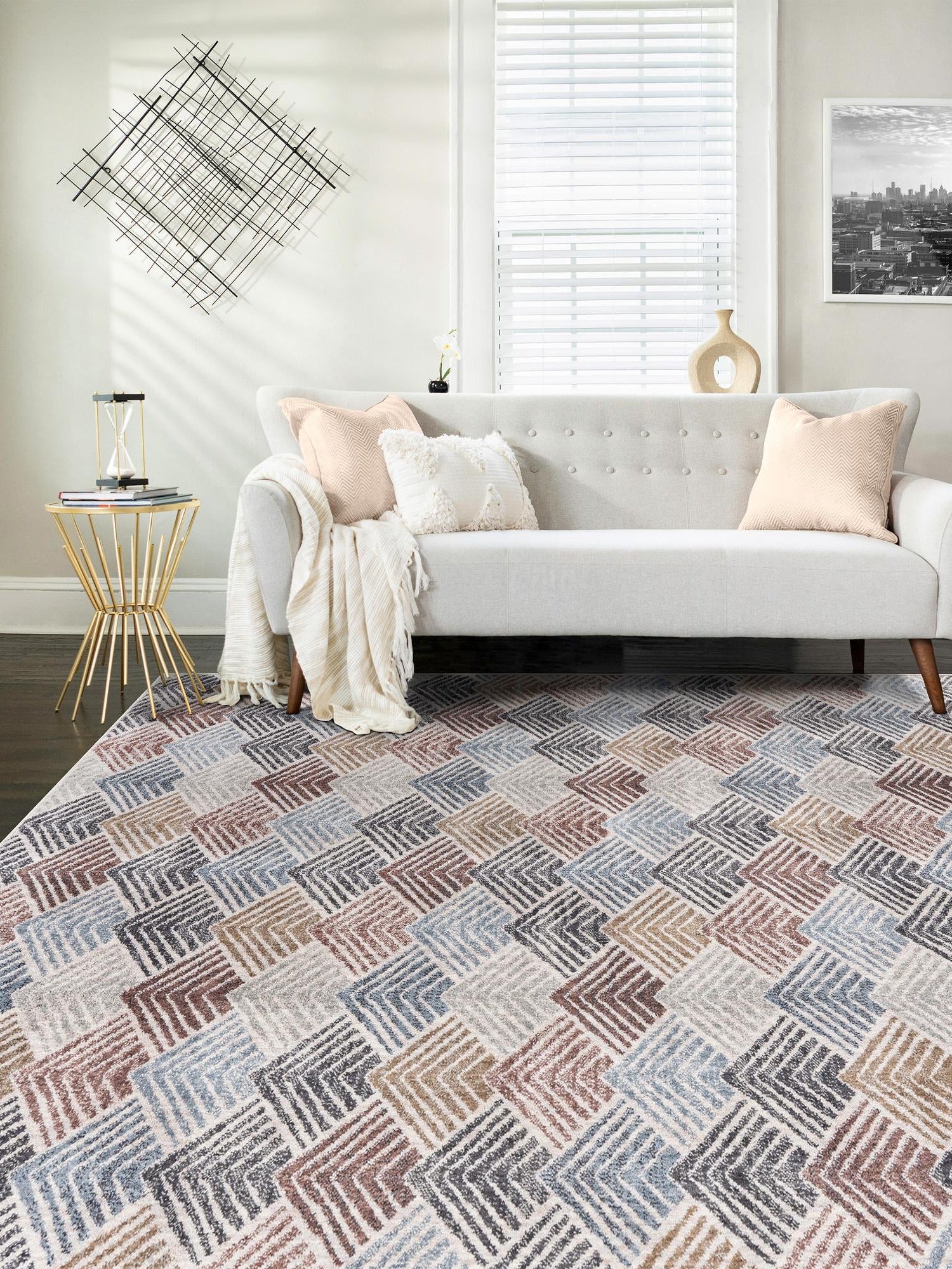 Multicolor 5' 3 x 8' Eco Trellis Rectangle Area Rug 100% Recycled Space Dyed Polyester With Cotton Backing Geometric Pattern Eco-Friendly Carpet for Sale at Rug Engine
