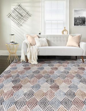 Multicolor 2' x 3' Eco Trellis Rectangle Area Rug 100% Recycled Space Dyed Polyester With Cotton Backing Geometric Pattern Eco-Friendly Carpet for Sale at Rug Engine