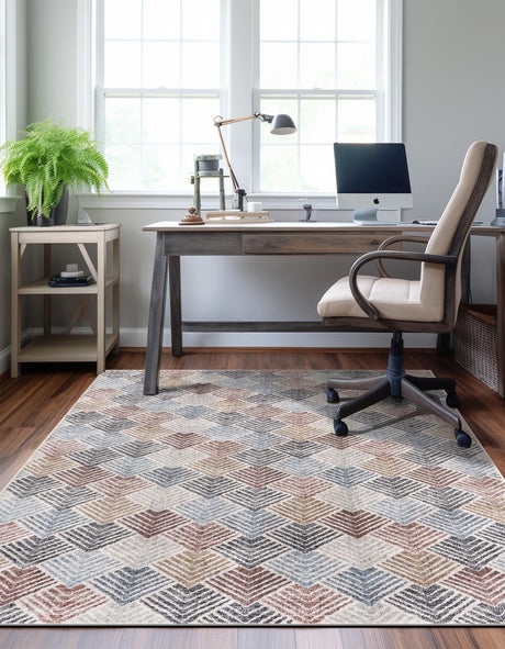 Multicolor 7' 10 x 10' Eco Trellis Rectangle Area Rug 100% Recycled Space Dyed Polyester With Cotton Backing Geometric Pattern Eco-Friendly Carpet for Sale at Rug Engine